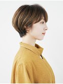 切りっぱなしショート・ボブ/絶壁解消/前髪なし/20代/30代/面長