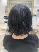 アッシュ 仙川店(Ash)&nbsp;ブリーチなしブルーブラックブルーアッシュグレーパーマボブヘア