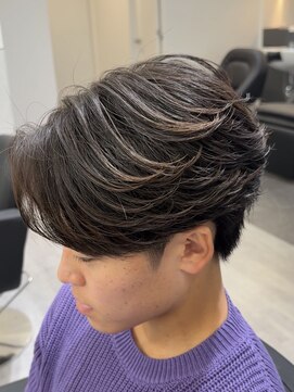 ビカムメンズヘアー 栄店(become men's hair) 毛流れニュアンスフェザーパーマセンターパート名古屋栄メンズ