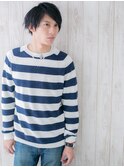ラフフェザー黒髪七三分けスマートマッシュM