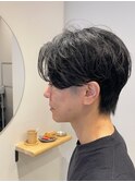 メンズセンターパートワンカールパーマ