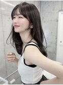 ナチュラル上品レイヤーミディアム顔周りカットダークグレージュ