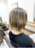 くびレイヤーグレーベージュニュアンスカラー白髪染め白髪ぼかし