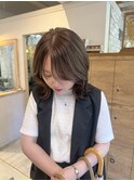 ミルクブラウン/ミディアムレイヤーカット/似合わせカット