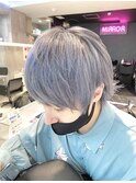 スペインカールスパイキーショートフェザーパーマブルーブラック