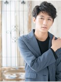 ワイルド短髪パーマセミウエットアンニュイヘアP