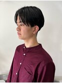 メンズカット ナチュラル センターパート 黒髪 マッシュ