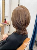 3Dカーブ＊子育てママの大人韓国風上品ひし形ミディアムレイヤー
