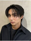 フェザーパーマニュアンスパーマメンズセンターパート襟足あり