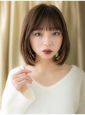 インナーカラー/デザインカラー/内巻きボブ/マロンブラウンe