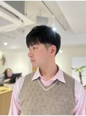 メンズ短髪ニュアンスパーマツーブロックメンズマッシュ