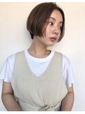マロンベージュ/ショート/前髪/レイヤー/髪質改善/縮毛矯正/田町