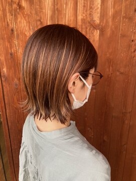 リミックス 飯塚店(Remix) 外ハネボブ×ハイライトカラー/くすみベージュ◎30代40代50代