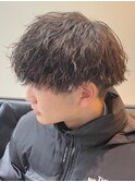 奈良men's縦落ちツイストスパイラルパーマ 刈り上げマッシュ