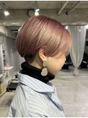 ペールピンク/刈り上げマッシュショート/くすみベージュ/表参道