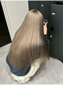 12774オリーブグレージュ暗髪グレーアッシュ韓国レイヤーカット