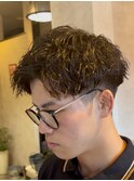 大人黒髪ショートパーマ