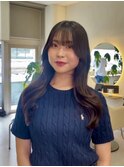 透明感ゆるツヤロング×韓国風シースルー前髪