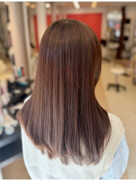 ヘアーエボリューション 色落ちを活かしたカラーチェンジ。ピンクベージュ