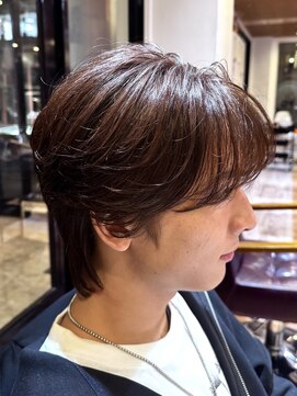 オーシャントーキョー(OCEAN TOKYO) 韓国マッシュフェザーパーマニュアンスパーマセンターパート黒髪