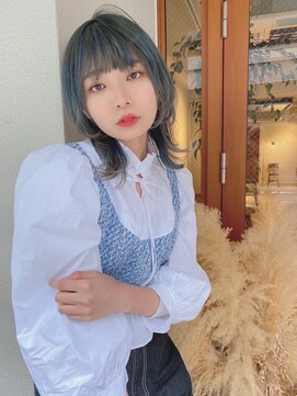 シェルター バイ トウキョウ(Shelter by TOKYO) マッシュウルフ_韓国風ブルーカラーマッシュショートボブウルフ