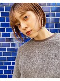 ぷつっとラインミニボブ_アースカラーグレーベージュ