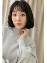 カバーヘア イヴ 戸頭店(COVER HAIR EVE) シースルーバングアッシュブラック大人ボブY戸頭20代30代40代