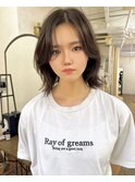 大人美人斜めバングくびれデジタルパーマ毛先丸みパーマ