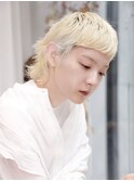 ハイトーンカラー/ウルフマッシュ/オン眉/耳かけ/自由が丘