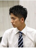 メンズビジネスショートスタイル理容室眉毛カット爽やか清潔感