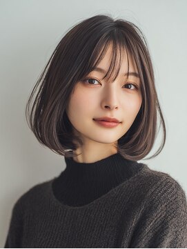 黒髪/クラゲヘアー/オリーブグレー/小顔/ココアベージュ/大口