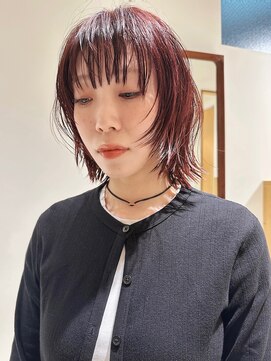 ニール 名古屋 伏見 丸の内(NEELU) 【NEELU_misa】レイヤーボブ ワインレッド
