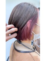 ヘアーメイクパウダー 天王寺寺田町店(Hair make powder) 大人可愛い20代30代40代インナーカラーピンク小顔ショートボブ