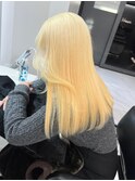 艶感　ハイトーンカラー　ケアブリーチ　顔周りカット　ロング