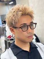 エルマーク 心斎橋(L-MARK)&nbsp;アップバングツーブロックダブルカラーブリーチメッシュ