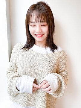 ネイヴィル オモテサンドウ(navile omotesando) ダークブラウンシースルーバング外ハネロブ20代30代前髪