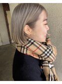 ミニボブミルクティーホワイトブロンドハイトーンイメチェン前髪