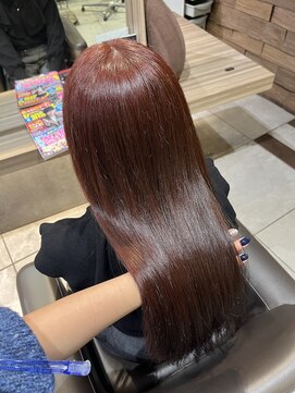 ヘアースタジオ エフ(Hair studio f) チェリーピンク/暖色カラー/ブリーチなし/茨木