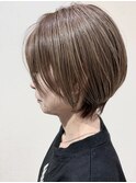 レイヤーカットボブルフネビージュ小顔ワンレンこなれミディ黒髪
