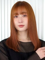 ガーデンヨコハマエスト(GARDEN YOKOHAMA est)&nbsp;ミディアムレイヤー アプリコットオレンジ ワイドバング 顔周り