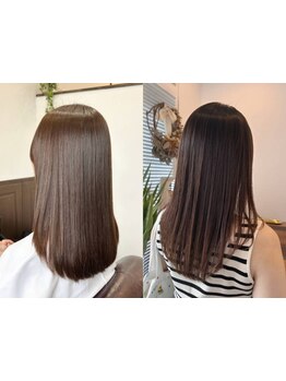 自然な質感の酸性ストレートやダメージレスな髪質改善まで幅広い施術が可能◎毛先まで潤った美ストレートへ