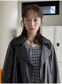 グレージュハンサムショートレイヤーカットセミロングボブヘア