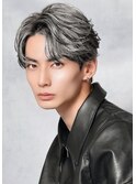 大人かっこいいホワイトシルバーバレイヤージュセンターパート