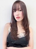 透明感ロングレイヤー/アッシュベージュ/顔周り/大人可愛い