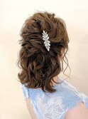 ミディアムウェーブハーフアップ　ヘアセット