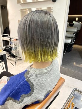 アジールヘア 池袋東口店(agir hair) プラチナシルバーのイエローグラデーション池袋　池袋東口