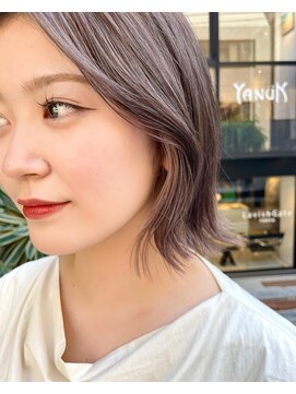 ノラ ヘアーサロン(NORA HAIR SALON) ナチュラル小顔前髪あり後れ毛サイドバング結べるボブくびれヘア