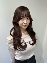 ヴィオットバイサロン(Viot by Salon)&nbsp;前髪ありくびれヘア夏アプリコットオレンジハイライトカラー