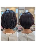 冬のツヤ髪◎改善酸性縮毛矯正×ショートボブで小顔見せ