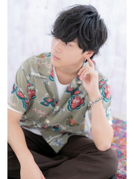 ミック 日暮里店(miq) くせ毛風パーマで無造作感！フェザー黒髪マッシュヘアb